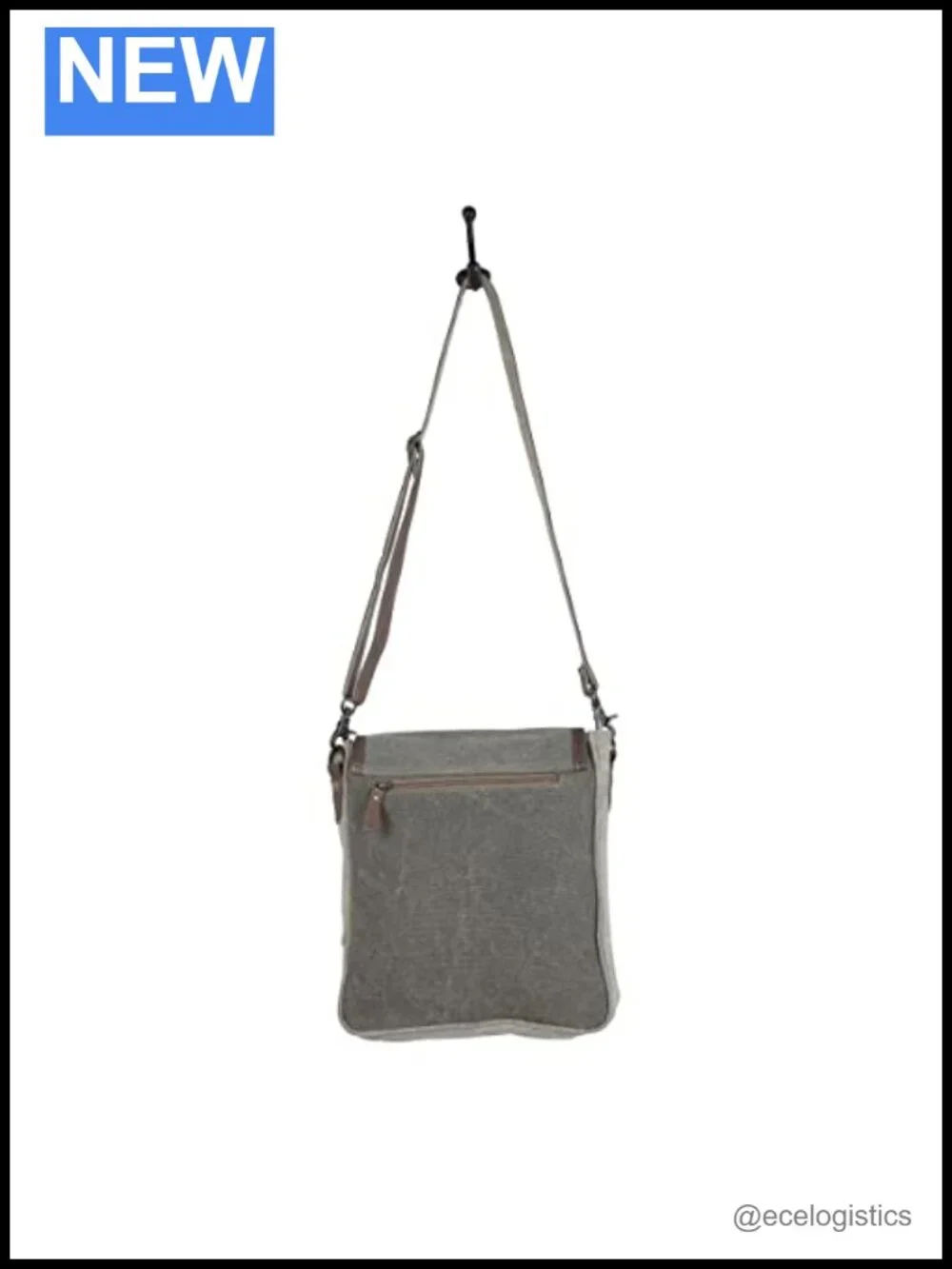 Lightweight Canvas Shoulder Bag Upcycled Leather Trim Handbag